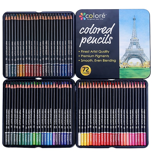 

Colored Pencils Woodcase Lead Pencils Drawing Pencils HB 0.3mm Tin Box Oil Colors Gift Box 72 Colors Set Plastic Wood Metal Pencils 72 for Adult Artists
