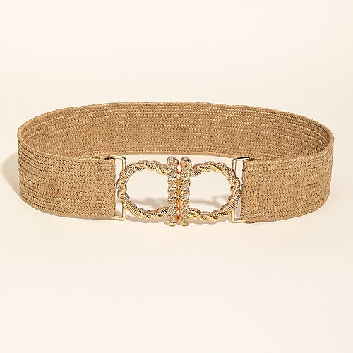 

Women's Belt Straw Khaki Skinny Belt Office Festival Pure Color / Spring / Summer / Fall / Winter / Alloy