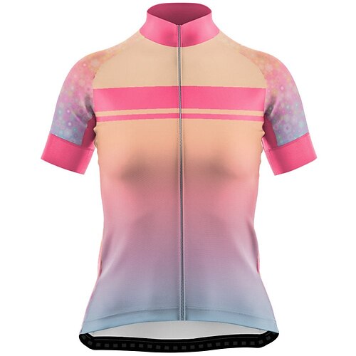 

21Grams Women's Short Sleeve Cycling Jersey Bike Jersey Top with 3 Rear Pockets Mountain Bike MTB Road Bike Cycling Breathable Quick Dry Moisture Wicking Yellow Stripes Gradient Spandex Polyester