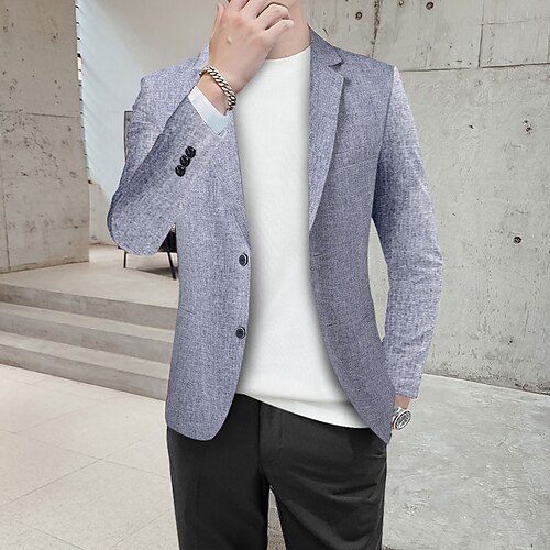 

Men's Casual Blazer Regular Regular Fit Solid Color Light Grey Dusty Blue 2022