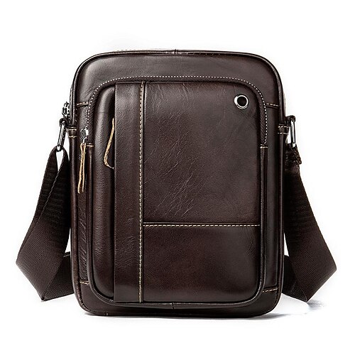 

Men's Sling Bags Crossbody Bag Nappa Leather Cowhide Zipper Daily Coffee