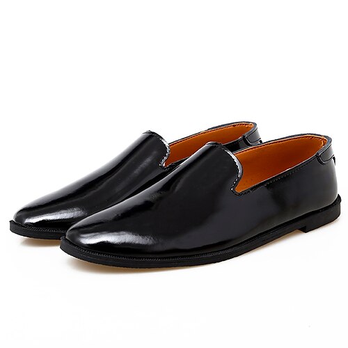 

Men's Loafers Slip-Ons Comfort Loafers British Style Plaid Shoes Comfort Shoes Casual British Daily Office Career Patent Leather White Black Fall Spring