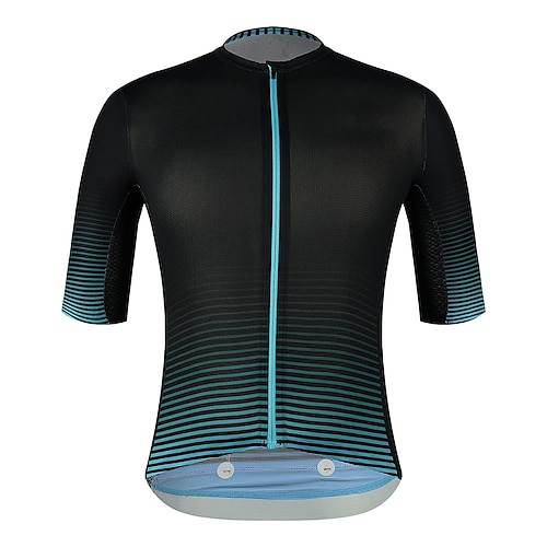 

21Grams Men's Cycling Jersey Short Sleeve Bike Top with 3 Rear Pockets Mountain Bike MTB Road Bike Cycling Breathable Quick Dry Moisture Wicking Reflective Strips Violet Black Blue Stripes Polyester