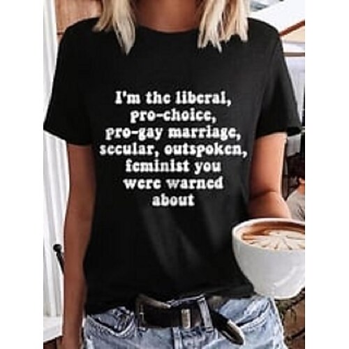 

Women's Vote Ruthless Pro Roe 1973 Feminist Daily T shirt Tee Short Sleeve Print Round Neck Basic Essential Tops Black S