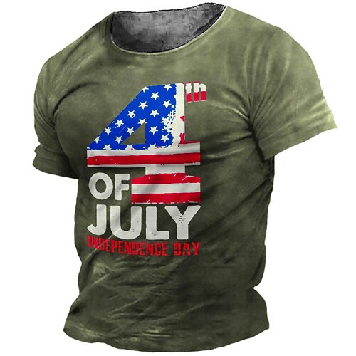 

Men's Unisex T shirt Tee 3D Print Graphic Prints National Flag Letter Crew Neck Street Daily Print Short Sleeve Tops Designer Casual Vintage Big and Tall Black Army Green Dark Gray / Summer