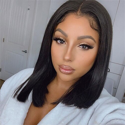 

Straight Short Bob Wig Bone Straight Human Hair Wigs For Women 13x4 Lace Front Wig Pre-Plucked Brazilian Remy Lace Closure Wig