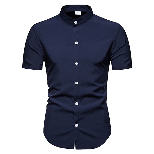 

Men's Dress Shirt Collared Shirt Collarless Shirt Black White Red Short Sleeve Plain Turndown Summer Spring Wedding Outdoor Clothing Apparel Patchwork