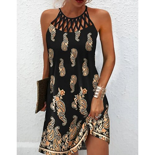 

Women's A Line Dress Short Mini Dress Black Sleeveless Print Print Spring Summer Crew Neck Stylish Elegant 2022 S M L XL XXL 3XL