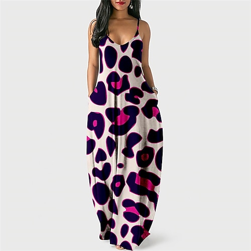 

Mujer Vestido de cambio Vestido Midi Verde Trébol Negro Morado Sin Mangas Leopardo Espalda al Aire Primavera Verano Correa de espagueti Fin de semana Holgado 2022 XS S M L XL XXL 3XL 4XL 5XL 6XL