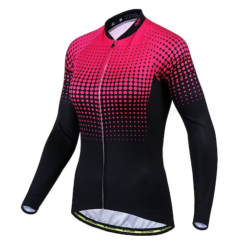 

21Grams Women's Cycling Jersey Long Sleeve Bike Jersey Top with 3 Rear Pockets Mountain Bike MTB Road Bike Cycling Fast Dry Breathable Quick Dry Moisture Wicking WhitePink Black Rosy Pink Polka Dot