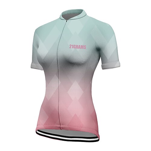 

21Grams Women's Cycling Jersey Short Sleeve Bike Top with 3 Rear Pockets Mountain Bike MTB Road Bike Cycling Breathable Quick Dry Moisture Wicking Reflective Strips Yellow Rosy Pink Polyester Spandex