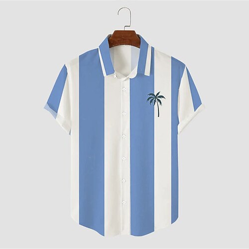 

Men's Shirt Summer Hawaiian Shirt Graphic Shirt Striped Turndown Light Purple Black / White White / Green White gray Brown Print Street Casual Short Sleeve Button-Down Clothing Apparel Fashion