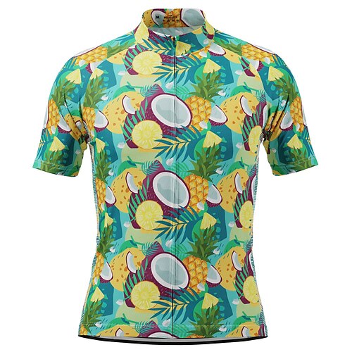 

21Grams Men's Cycling Jersey Short Sleeve Bike Jersey Top with 3 Rear Pockets Mountain Bike MTB Road Bike Cycling Breathable Quick Dry Moisture Wicking Reflective Strips Green Fruit Polyester Spandex