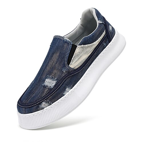 

Men's Loafers Slip-Ons Casual Daily Canvas Black Blue Beige Summer
