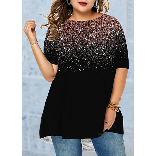 

Per donna Camicia Blusa Rosa Blu Viola Colore graduale e sfumato Stampa Mezza manica Giornaliero Per uscire Streetwear Girocollo Standard Plus Size XL