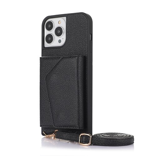

Phone Case For Apple Back Cover iPhone 13 Pro Max 12 Mini 11 X XR XS Max 8 7 with Removable Cross Body Strap Shockproof Solid Colored PU Leather
