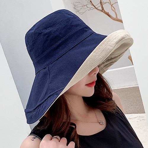 

Women's Sun Hat Fishing Hat Fisherman Hat Hiking Hat 1 pcs Summer Outdoor Portable Sunscreen UV Resistant UV Protection Hat Solid Color Cotton Black Pink Dark Navy for Camping / Hiking Hunting Fishing