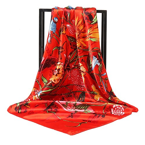 

1PC New Fashion Summer Silk Square Scarf Women Flower Satin Neck Hair Tie Band Beach Hijab Head Female Foulard