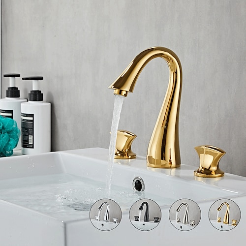 

Bathroom Sink Faucet - Widespread Electroplated Widespread Two Handles Three HolesBath Taps