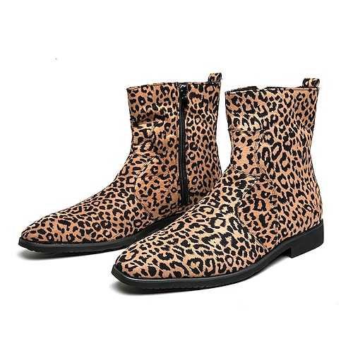 

Homens Botas Botas Chelsea Casual Clássico Diário Escritório e Carreira Couro Ecológico Leopardo Primavera Verão