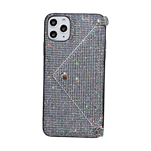 

Phone Case For Apple Wallet Card iPhone 13 Pro Max 12 11 SE 2022 X XR XS Max 8 7 Wallet Dustproof with Removable Cross Body Strap Solid Colored Glitter Shine PU Leather