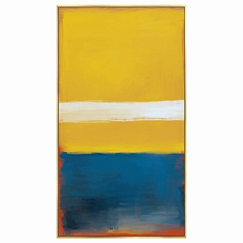 

Handmade Hand Painted Oil Painting Wall Art Abstract Blue Yellow Paintings Home Decoration Decor Rolled Canvas No Frame Unstretched