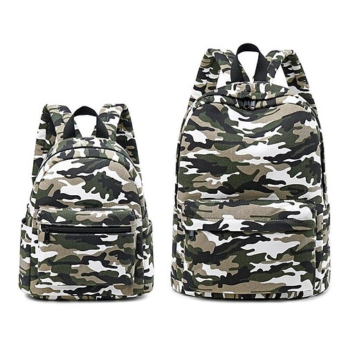 

camouflage canvas backpack boys and girls universal parent-child travel backpack pupils children's kindergarten school bag