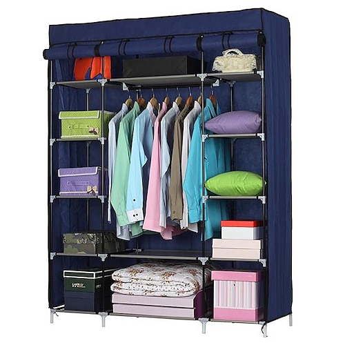 

5-Layer 12-Compartment Non-woven Fabric Wardrobe Portable Closet Navy (133x46x170cm)