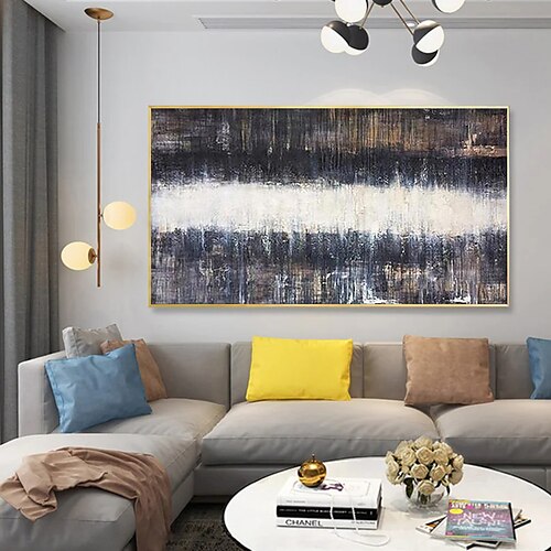 

Handmade Oil Painting CanvasWall Art Decoration Abstract Black & Whitefor Home Decor Rolled Frameless Unstretched Painting