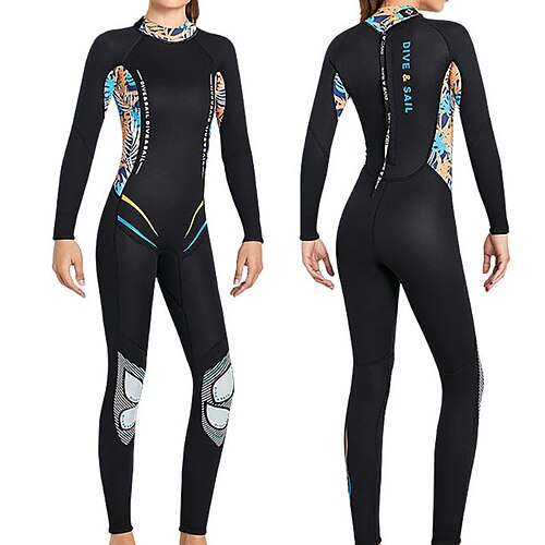 

Dive&Sail Women's Full Wetsuit 3mm SCR Neoprene Diving Suit Thermal Warm Windproof UPF50 High Elasticity Long Sleeve Full Body Back Zip - Diving Scuba Printed Spring Summer Winter / Anatomic Design