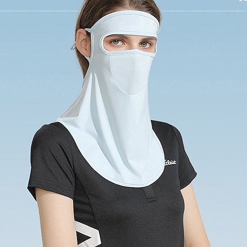 

Summer Ice Silk Sunscreen Mask Ladies Outdoor Sunshade Uv Protection Veil Hanging Ear Neck Breathable Face Gini