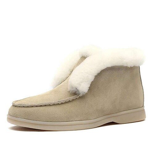 

Women's Boots Outdoor Daily Snow Boots Furry Feather Plus Size Booties Ankle Boots Winter Flat Heel Round Toe Sporty Casual Minimalism Synthetics Loafer Solid Colored Light Brown Black Beige