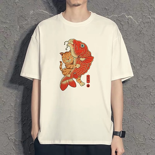 

Inspired by Ukiyo The Floating World Cat Samurai T-shirt Cartoon Manga Anime Harajuku Graphic Kawaii T-shirt For Men's Women's Unisex Adults' Hot Stamping 100% Polyester