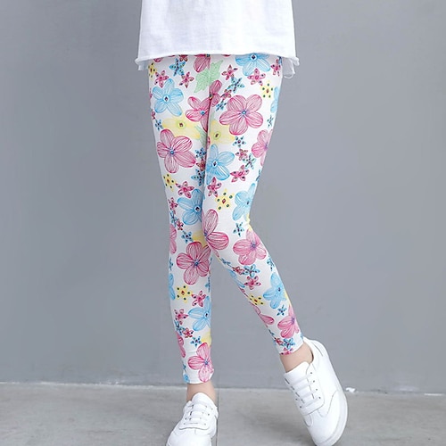 

Kids Girls' Leggings Pink Floral Spring Summer Active Casual 3-10 Years