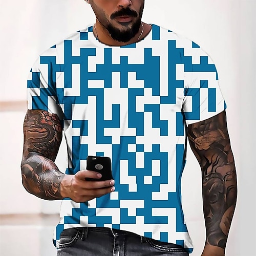 

Men's Tee T shirt Tee 3D Print Graphic Round Neck Casual Daily 3D Print Short Sleeve Tops Designer Fashion Cool Comfortable Green Blue Gray / Summer