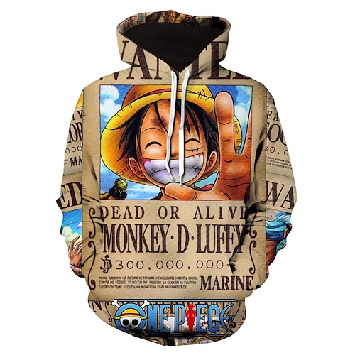 

One Piece Monkey D Luffy Sudadera Animé Dibujos Anime 3D Harajuku Gráfico Sudadera Para Hombre Mujer Unisexo Adulto Impresión 3D 100% Poliéster