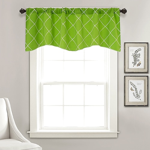 

Short Blackout Curtains, 1 Panel Thermal Insulated Kitchen Window Curtain Valance Rod Pocket Energy Efficient Room Darkening Half Window Treatments for Living Room