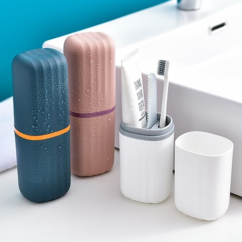 

Travel Toothbrush Case and Carrier 2 PCS Portable Business Trips Wash Cup Holder Organizer for Trips and Daily Use