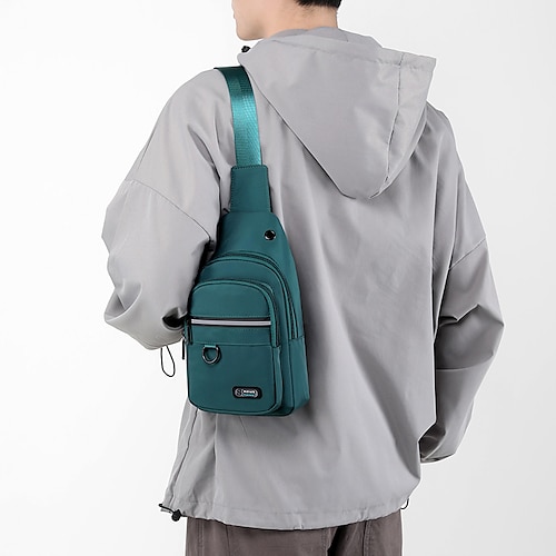 

Men's Sling Shoulder Bag Oxford Cloth Nylon Zipper Solid Color Daily Outdoor Green Black Blue Gray