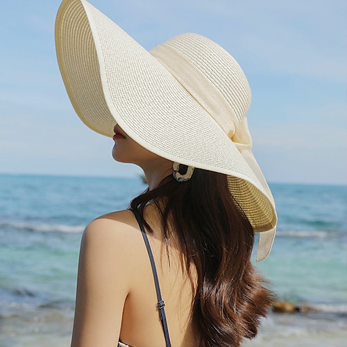 

Mujer Sombrero Sombrero de copa Sombrero para el sol Azul cielo Amarillo Azul Real Exterior Calle Diario Lazo Lazo de Cinta Portátil Protección Solar Resistente al Viento