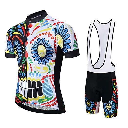 

Men's Short Sleeve Cycling Jersey with Bib Shorts Blue Bike 3D Pad Breathable Quick Dry Sports Graphic Clothing Apparel