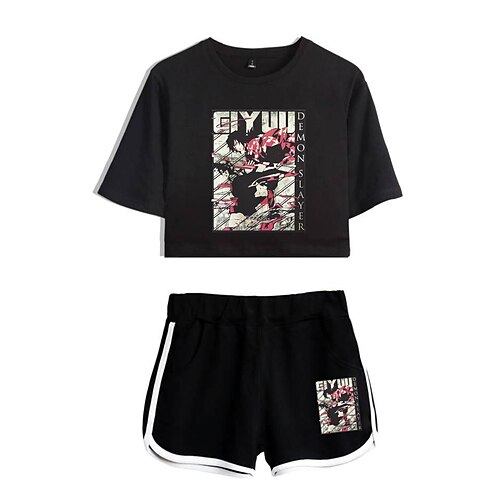 

Inspired by Demon Slayer Tomioka Giyuu Outfits Crop Top Cartoon Anime Harajuku Graphic Shorts For Women's Adults' Hot Stamping 100% Polyester