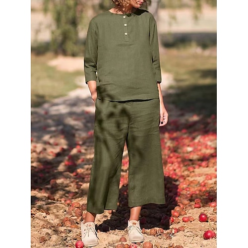 

Femme Survêtement Ensembles de pantalons Vêtement de rue Vert Véronèse Kaki Casual Quotidien Plein Col Ras du Cou S M L XL XXL