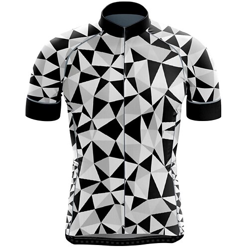 

21Grams Men's Cycling Jersey Short Sleeve Bike Jersey Top with 3 Rear Pockets Mountain Bike MTB Road Bike Cycling Breathable Quick Dry Moisture Wicking Reflective Strips Black Geometic Polyester