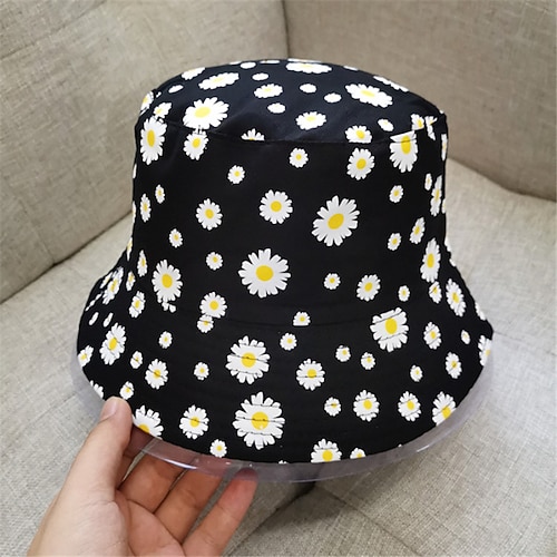 

Women's Hat Sun Hat Flat Cap Black Outdoor Street Daily Print Daisy Portable Breathable
