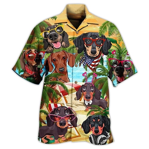 

Per uomo Camicia Camicia grafica Con cagnolino Collo ripiegabile Marrone Stampa 3D Strada Giornaliero Manica corta 3D Bottone giù Abbigliamento Di tendenza Originale Informale Comodo / Spiaggia