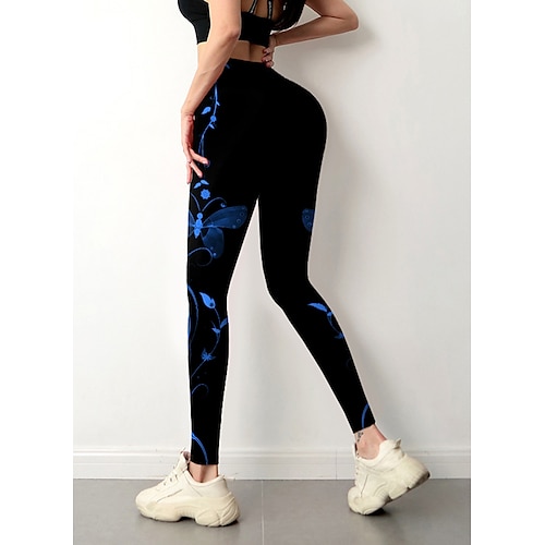 

Women's Tights Pants Trousers Leggings Trousers Green Blue Purple Mid Waist Designer Hip-Hop Athleisure Leisure Sports Yoga Print Stretchy Ankle-Length Tummy Control Butterfly S M L XL XXL / Skinny