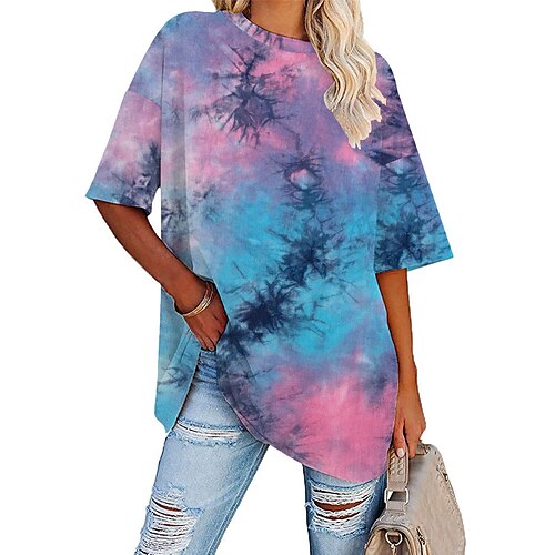 

t-shirt dégradé pour femmes tie dye t-shirt ras du cou camouflage athleisure chemise manches courtes respirant doux confortable rue décontracté quotidien extérieur