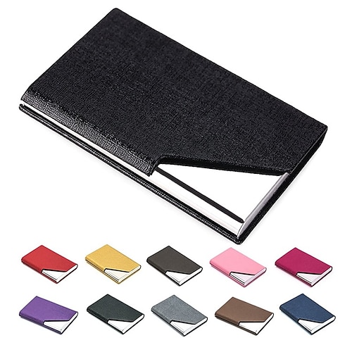 

Business Name Card Holder Luxury PU Leather & Stainless Steel Multi Card Case,Business Name Card Holder Wallet Credit Card ID Case/Holder for Men & Women
