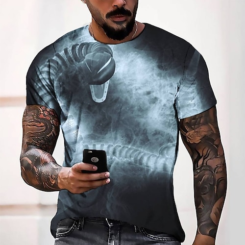

Men's Tee T shirt Tee 3D Print Graphic Round Neck Casual Daily 3D Print Short Sleeve Tops Designer Fashion Cool Comfortable Black / Summer